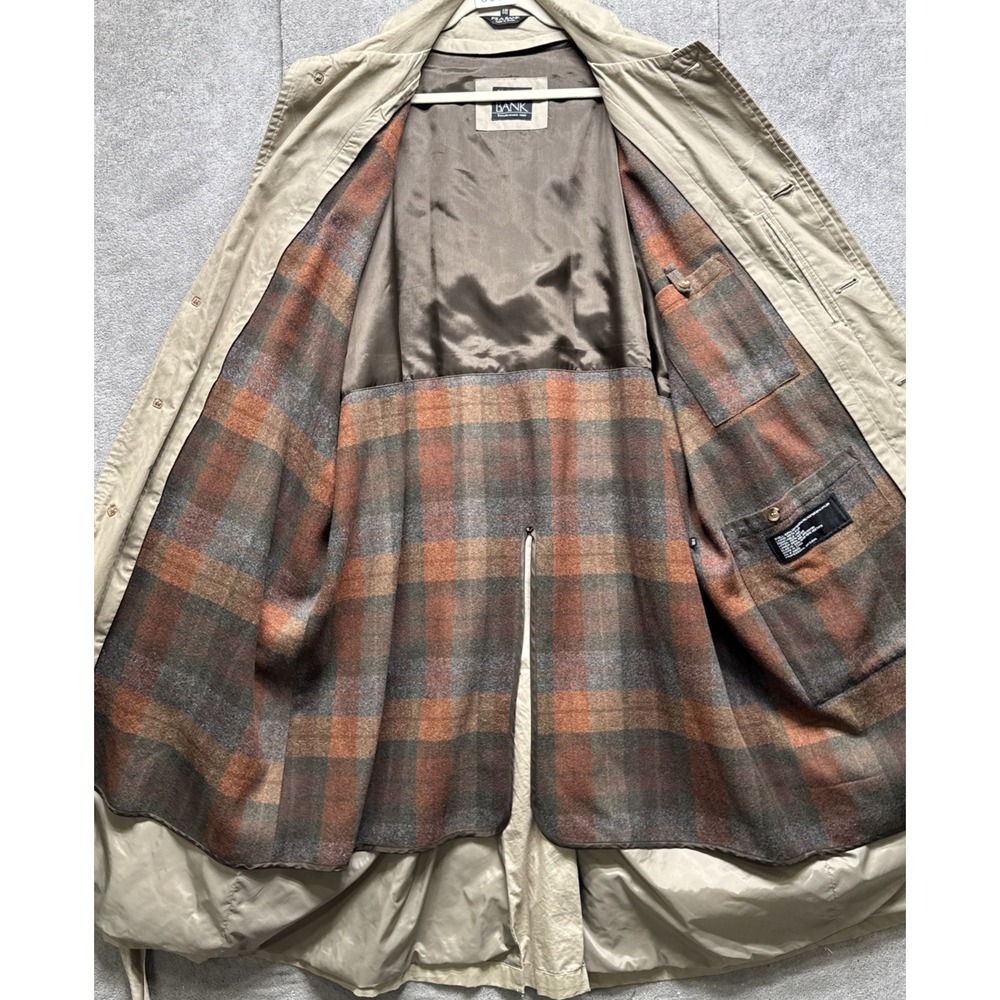 Jos A Bank Men's Trench Coat 44R Beige Belted Jacket Removable Wool Liner